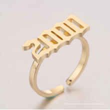 anillo de año de nacimiento 1980-2000 chapado en oro anillo de nacimiento de año acero inoxidable abierto hiphop número de anillos de año